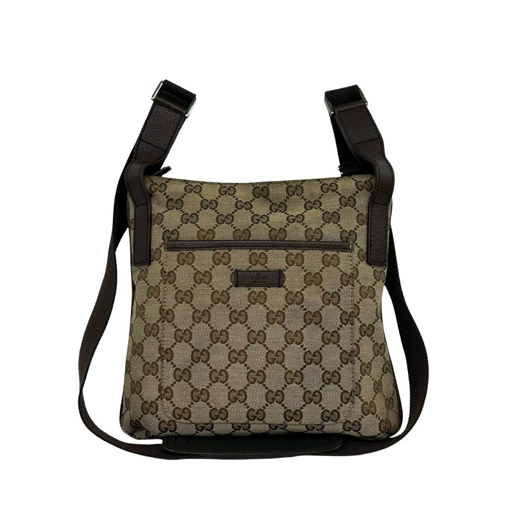 GUCCI GG pattern canvas with logo engraving, genuine leather mini shoulder ba...